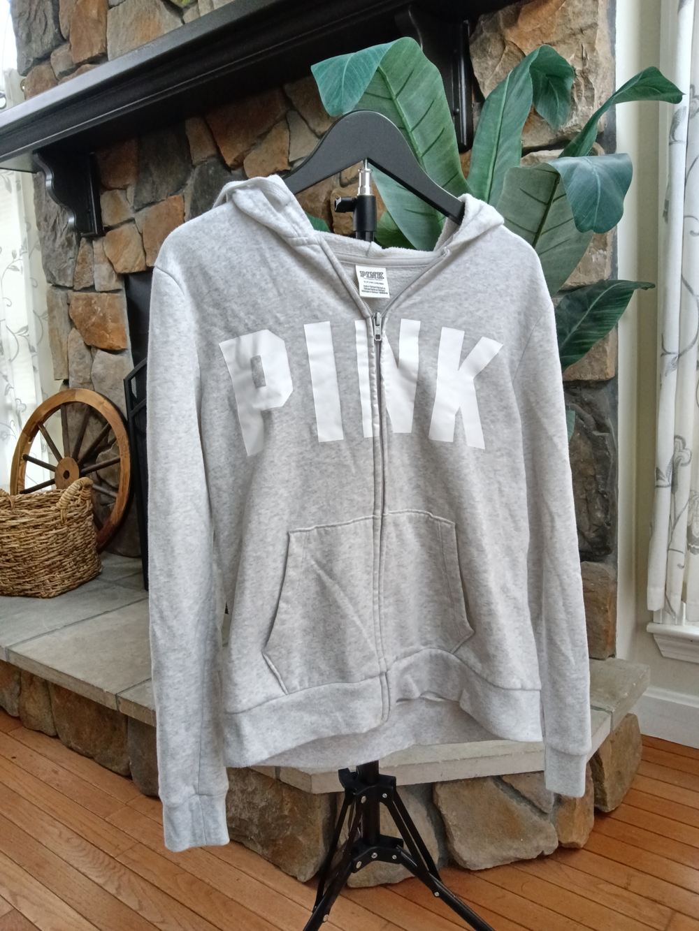 PINK Victoria's Secret Light Gray Sherpa Hoodie